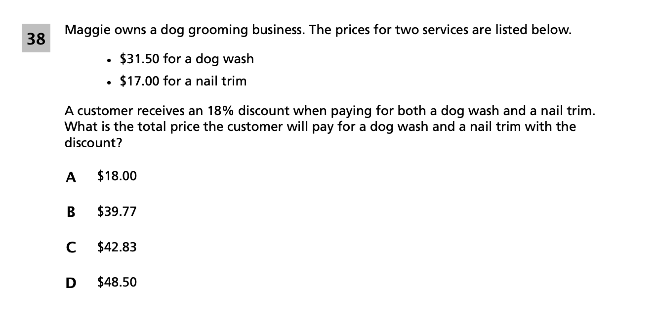 Original screenshot of question 38