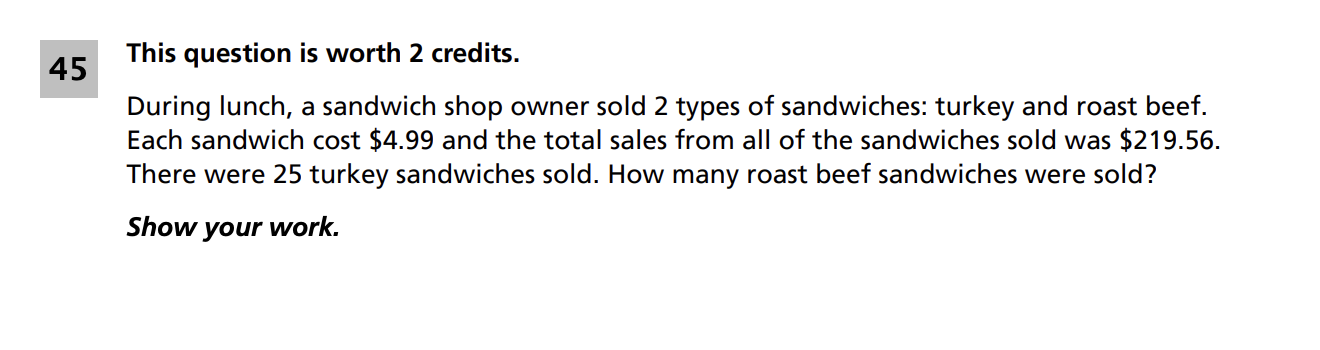 Original screenshot of question 45