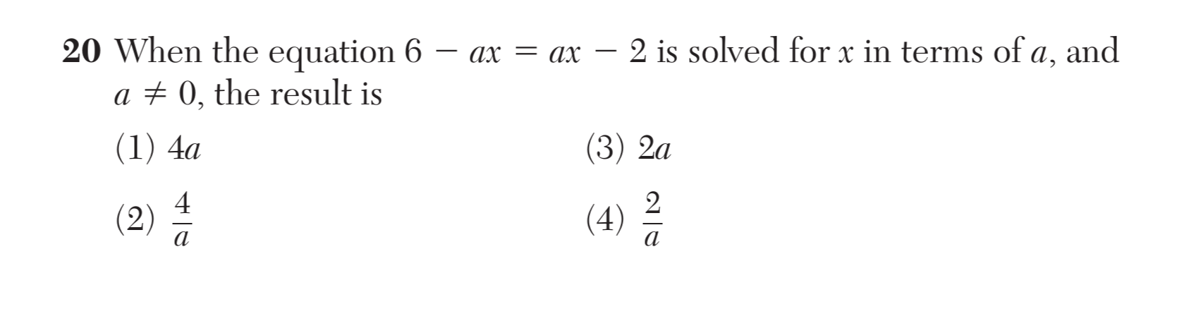 Original screenshot of question 20