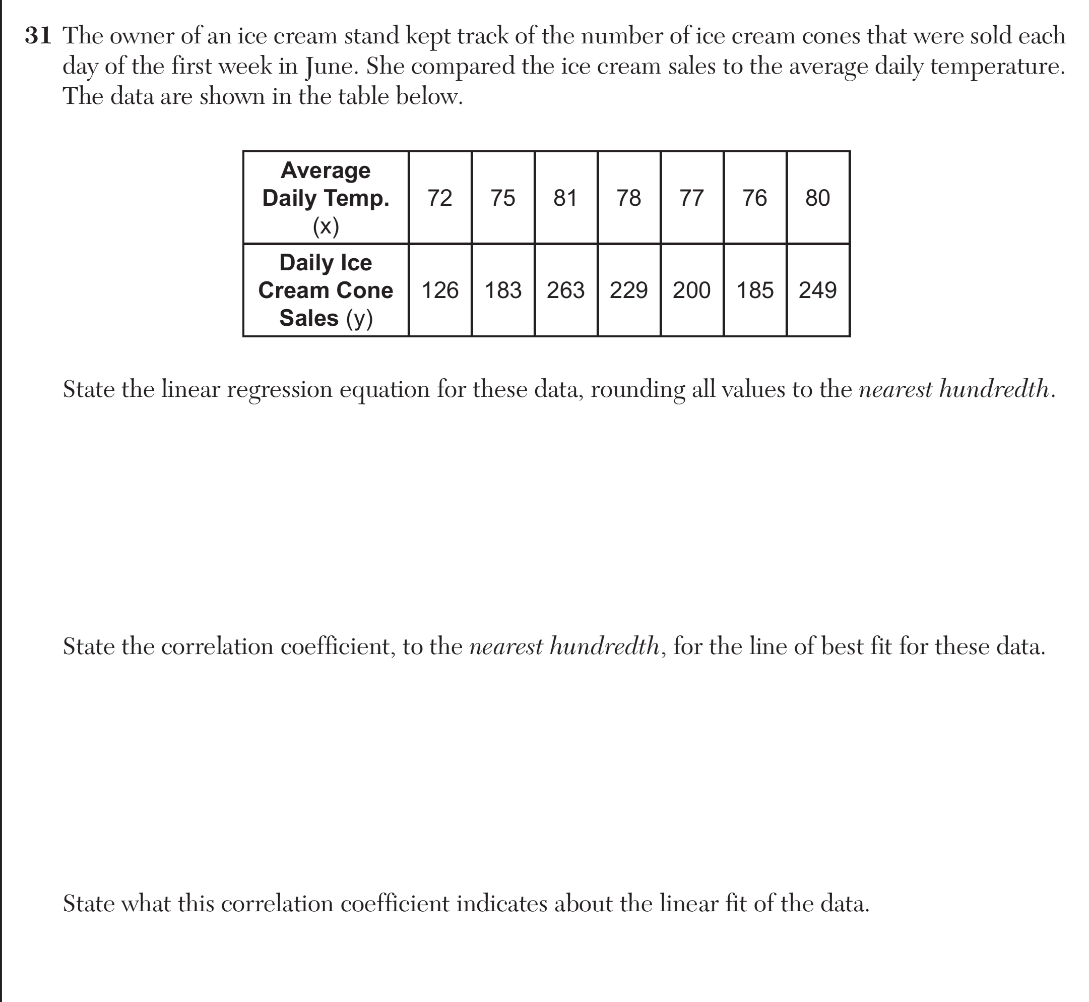 Original screenshot of question 31