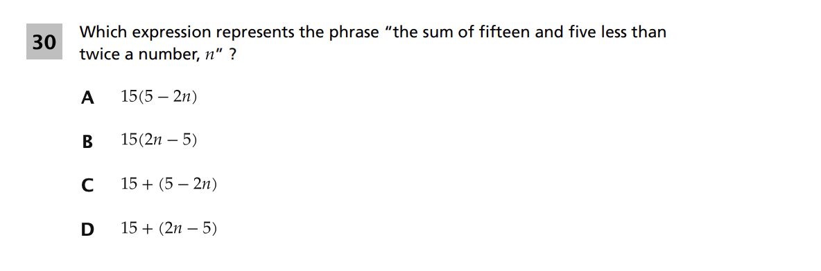 Original screenshot of question 30