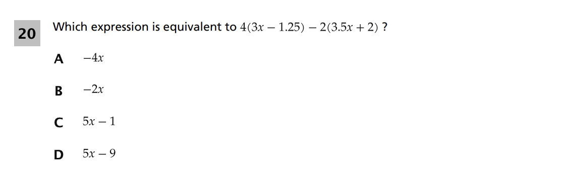 Original screenshot of question 20