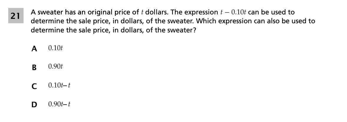 Original screenshot of question 21