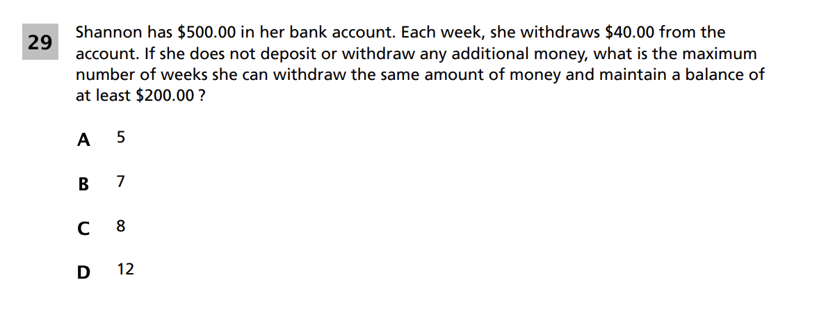 Original screenshot of question 29