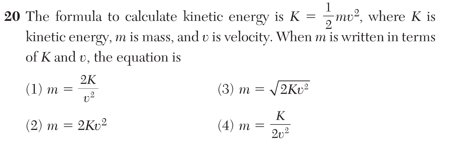 Original screenshot of question 20