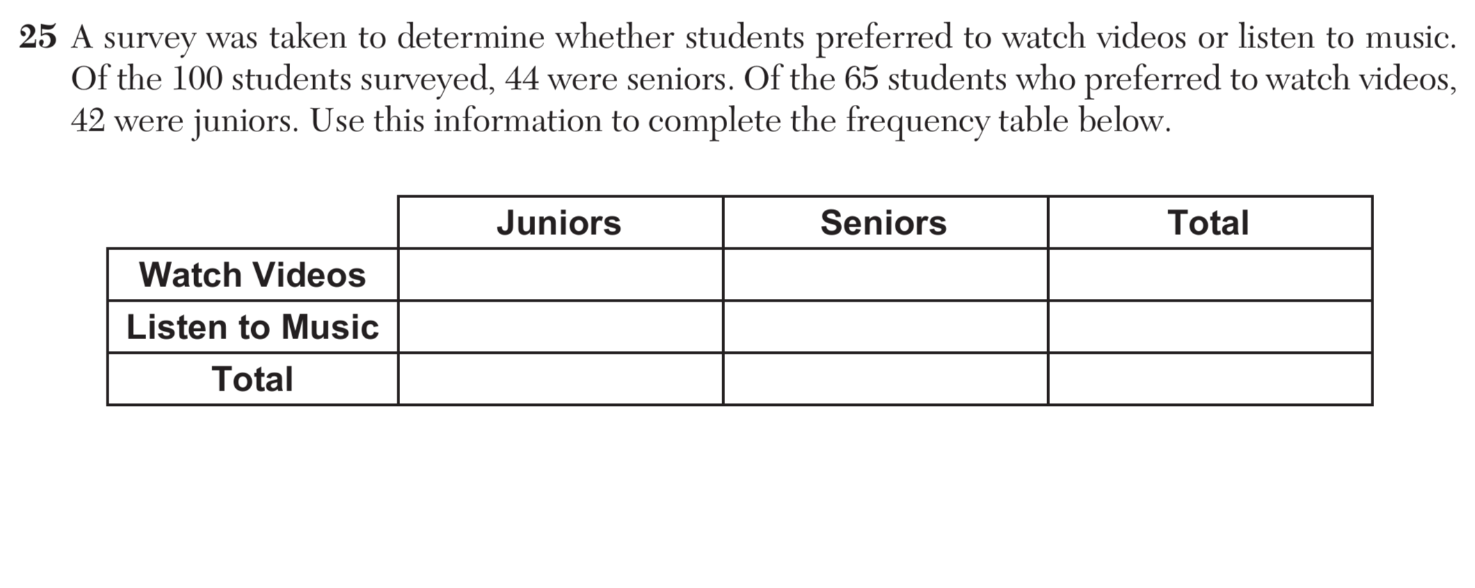 Original screenshot of question 25