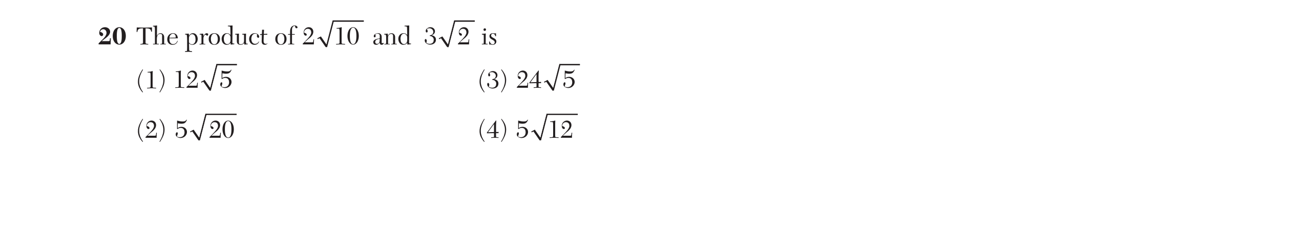 Original screenshot of question 20