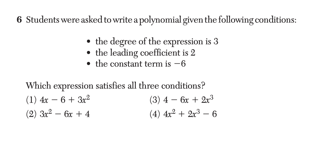 Regents January 2026 Question 6